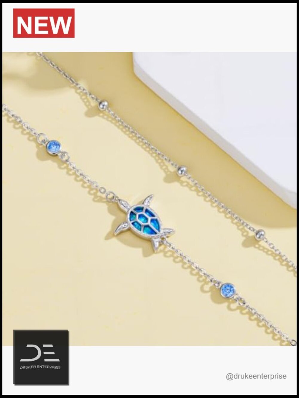 Sterling Silver Sea Turtle Double Layered Charm Bracelet - Picture 4 of 7